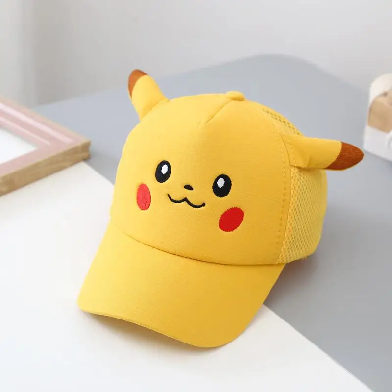 Pokemon Anime Cartoon Series Peaked Cap Kids Hat Baby Cartoon Pikachu Cap Boys\' Summer Thin Sun Visor Girls\' Mesh Baseball Cap