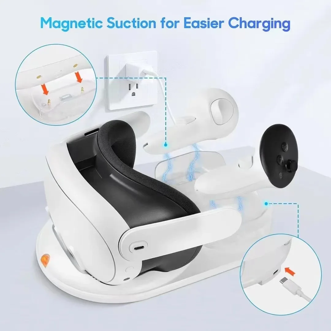 Aolion Charging Dock For Oculus Quest 3 VR Headset Controller Charging Station Dock Storage Charger For Meta Quest 3 Accessories