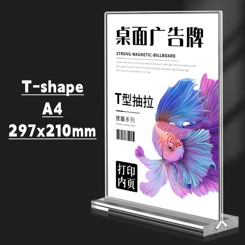 Duurzame A4/A5/A6 Bureau Display Stand Acryl Transparant Prijs Label Display Rack Dubbelzijdig Clear Foto Houder Restaurant