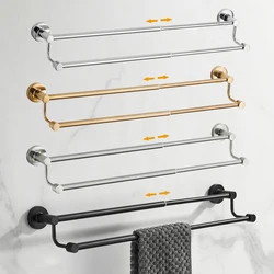 Bathroom Retractable Towel Double Bar Black, Chrome Towel Rack Extended Drying Towel Hanging Bar Gold, Nickel EL81024D