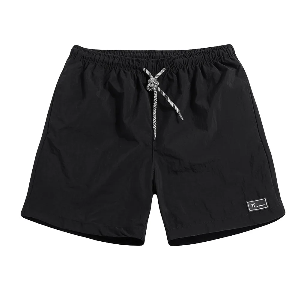 

2024 Men Drawstring Short Pants Casual Quick-Drying Shorts With Pocket Solid Color Swim Surfing Beachwear Shorts Men's Clothing
