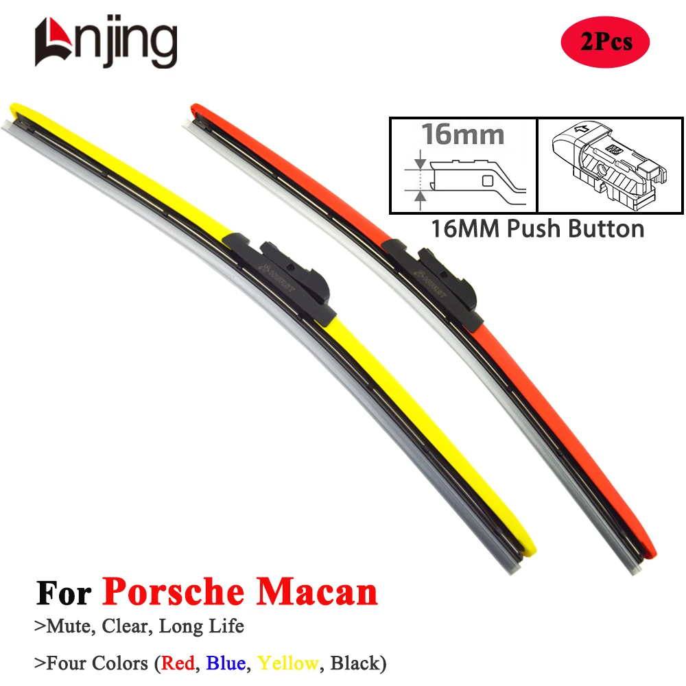 

LNJING Colorful Windshield Wiper Blades For Porsche Macan 95B GTS Turbo 2014 2016 2019 2020 2022 2023 2024 2025 Car Accessories