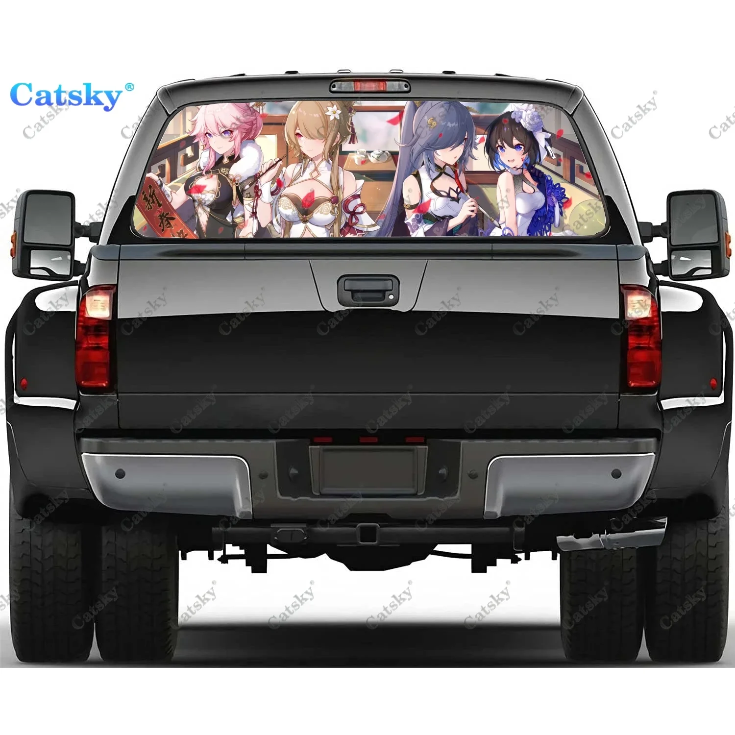 

Honkai anime Window Decal Sticker Graphic PVC Decorative Truck Sticker Perforated Vinyl Universal Sticker