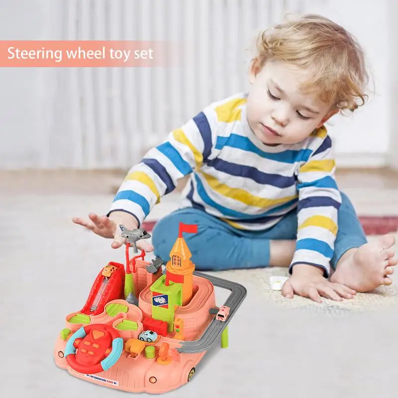 Simulation Steering Wheel Toy Rail Car Building Toys Copilot Stroller Educational Toys durable Track Play Toy Steering Wheel