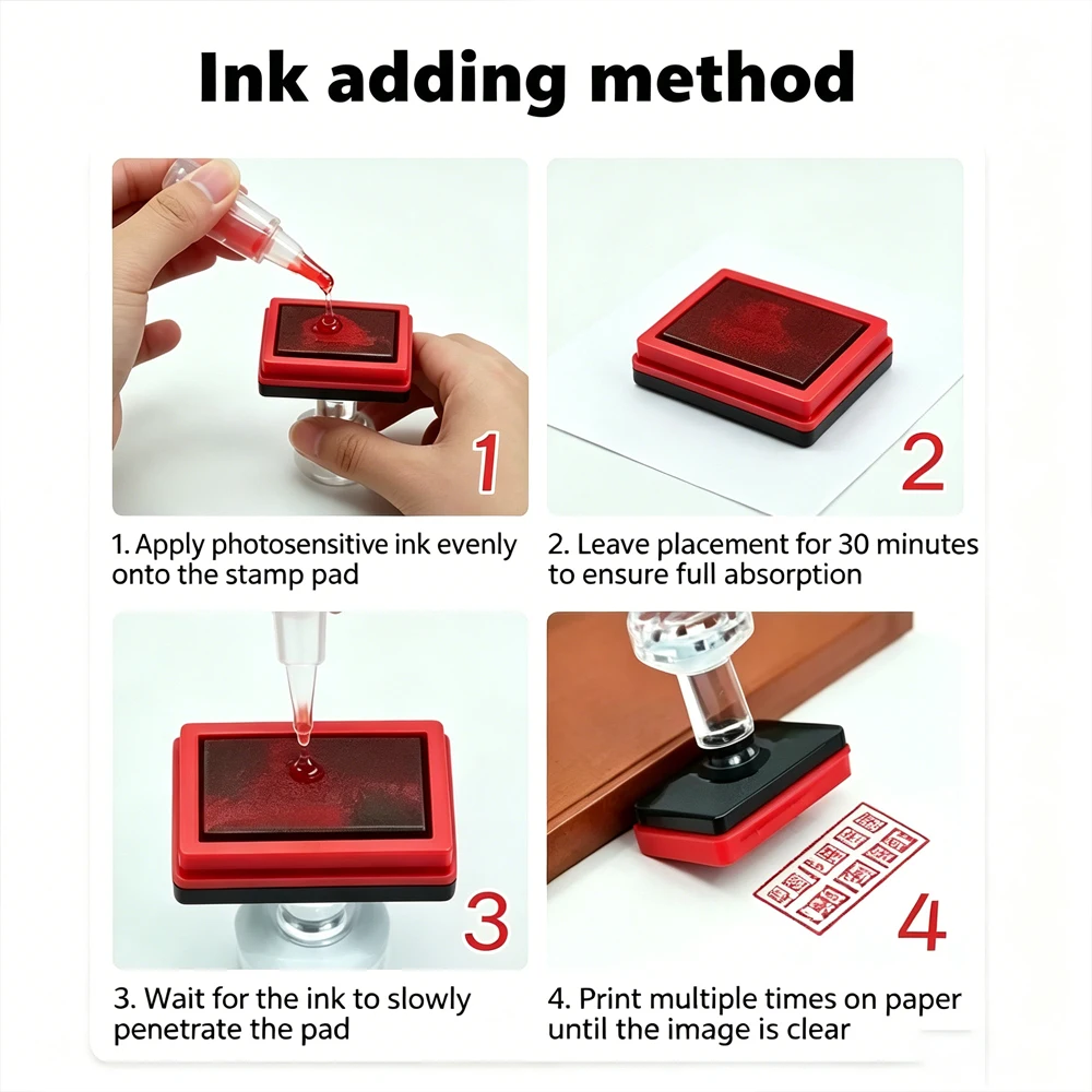 Black Ink Stamp Different Size Customized Photosensitive Self Inking Stamp Personal Logo Stamp From the Library of Stamp