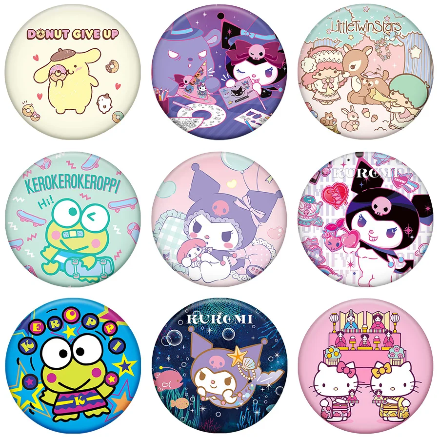 헬로 키티 피규어 쿠로미 브로치 백팩 모자 액세서리 코스튬 귀여운 시나모롤 라펠 핀 라운드 배지 쥬얼리 선물
