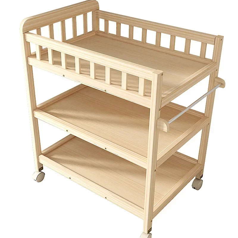 BS223 | Solid Wood Diaper Changing Table for Newborns, Multifunctional Changing Station, Bathing and Massage Table, Portable and