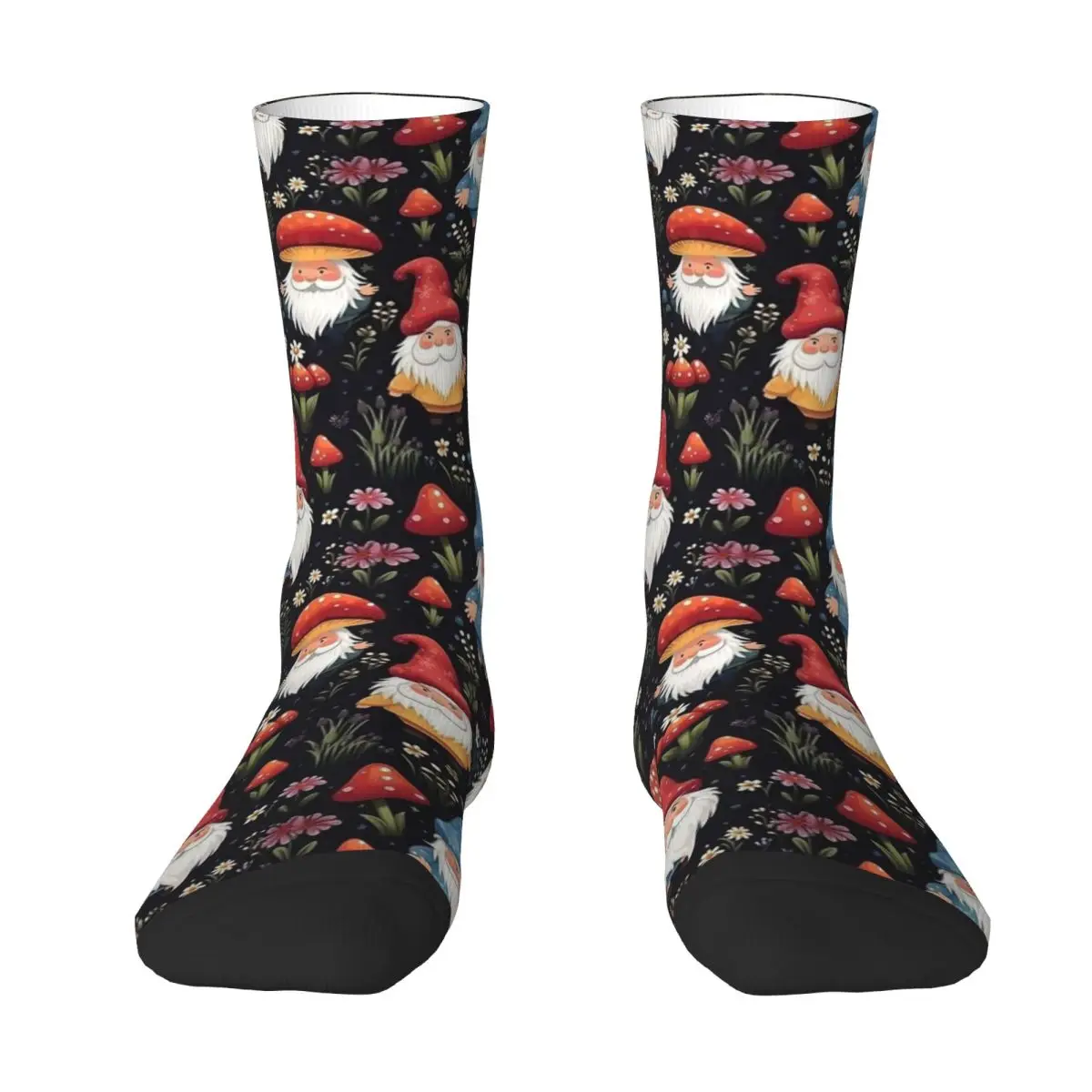 Christmas Fantasy Garden Gnomes Socks Retro Stockings Unisex Men Medium Running Sports Socks Autumn Graphic Anti Sweat Socks