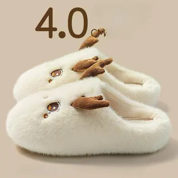 休閒毛絨拖鞋 女式家居可愛卡通設計師鞋 女孩平底時尚優雅毛絨冬季厚底鞋 家居 8 最佳銷售 女士毛絨拖鞋 - №8