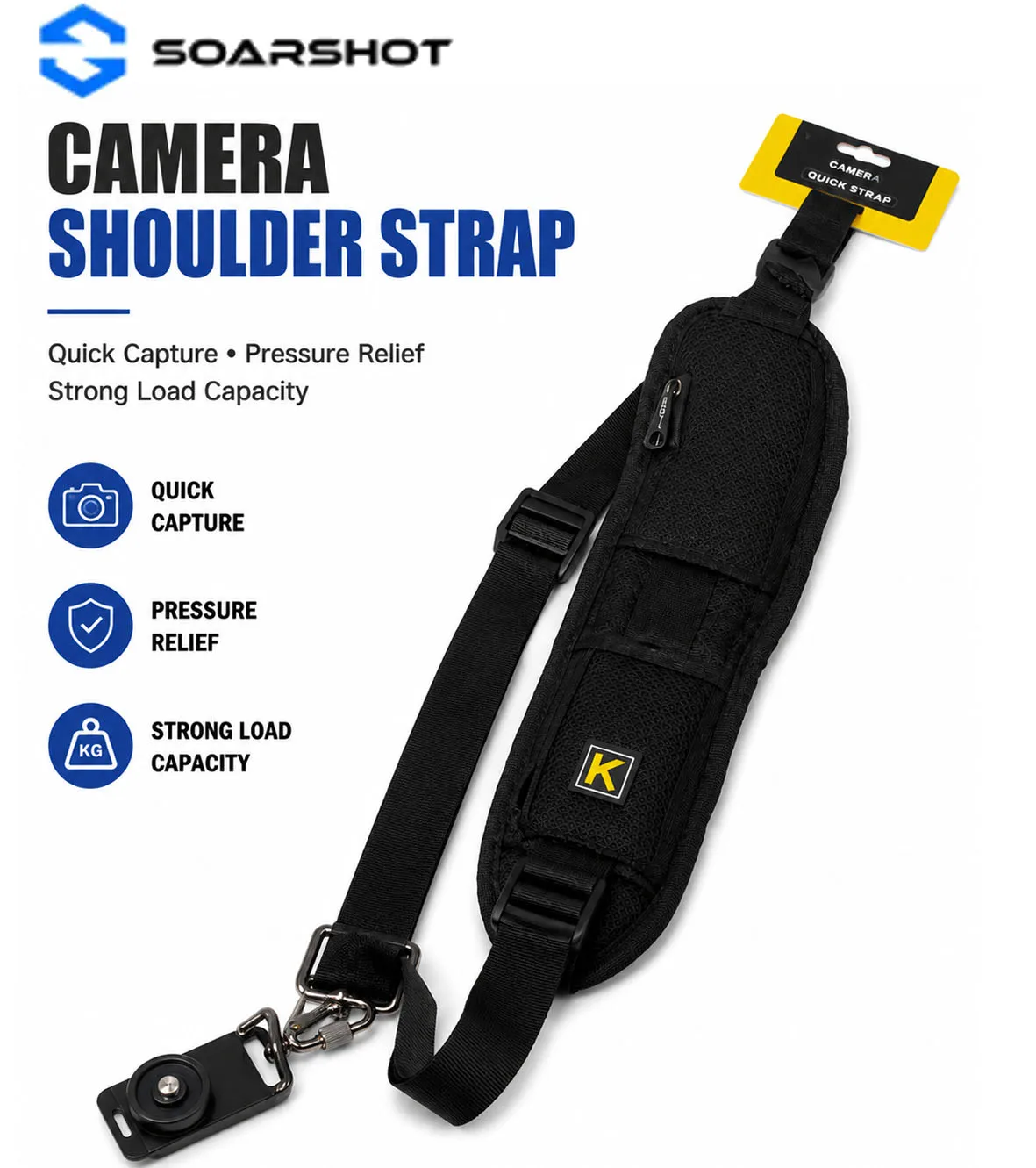 SOARSHOT Camera Shoulder Strap Quick Release Anti Slip Adjustable Sling Strap with Metal Lock for DSLR Mirrorless Camera