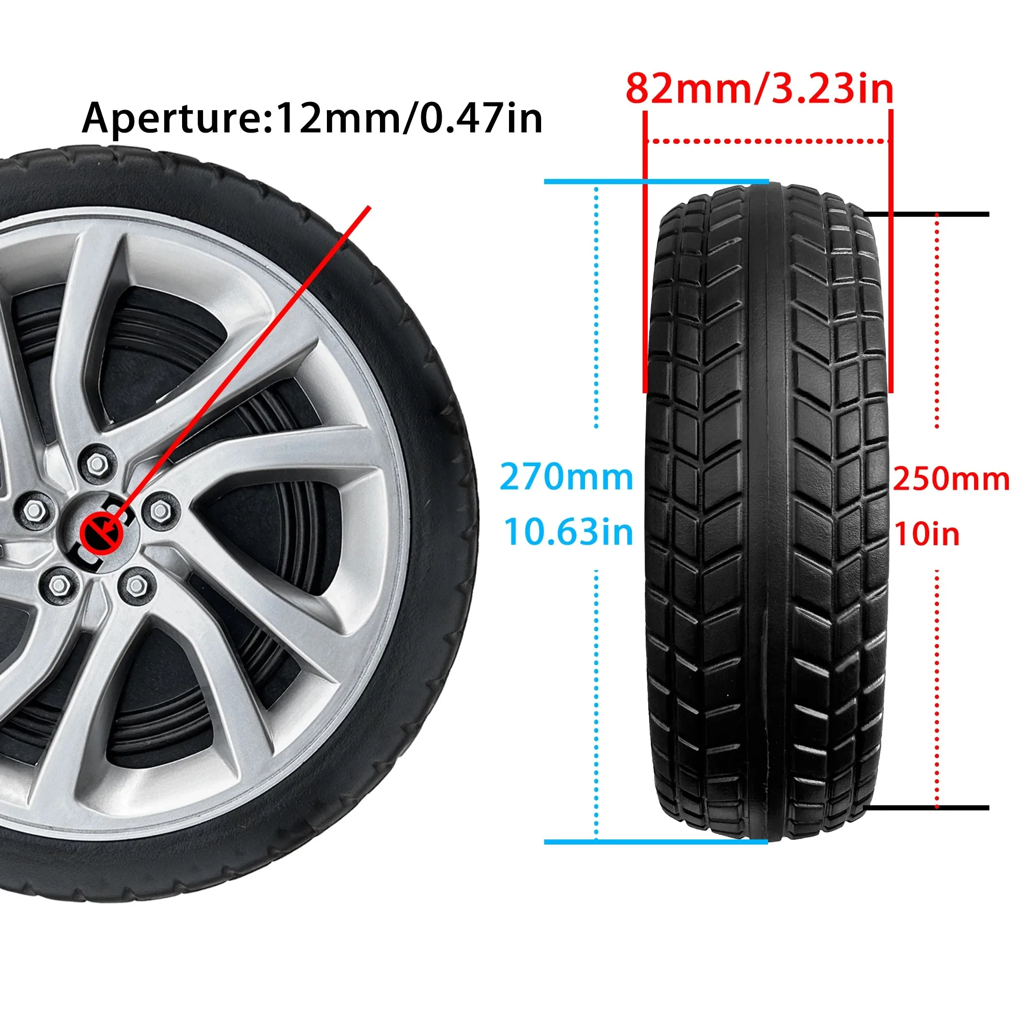 25CM/10'' PU Solid Rubber Tire Wheels for Children Electric Ride on Toy Car Power Wheels Replacement Accessories