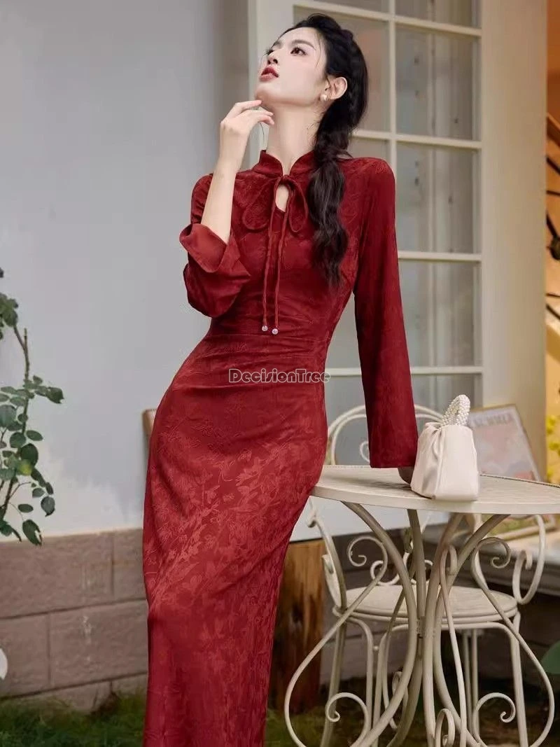 2025 new vintage chinese style bridesmaid garment graceful literature art cheongsam improved modern daily temperament slim qipao