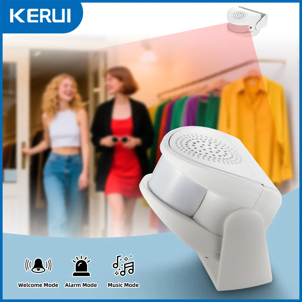 FUERS Wireless Guest Welcome Chime Alarm Door Bell PIR Motion Sensor For Shop Entry Company Security Protection Smart Doorbell