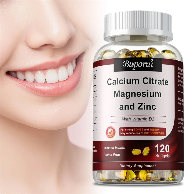

Calcium Citrate Magnesium and Zinc - Supports Muscle, Bone, Nerve Health and Promotes Calcium Absorption - 120 Capsules