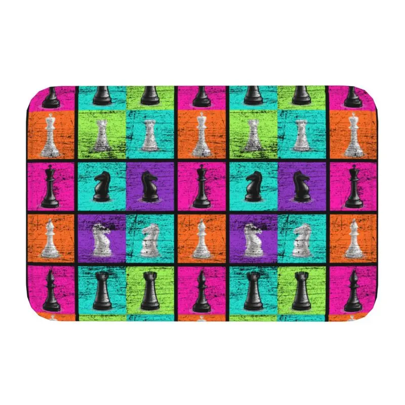 Custom Retro Chessmen Chess Doormat Mat Anti-Slip Chessboard Game Bath Kitchen Garden Rug Carpet 40*60cm