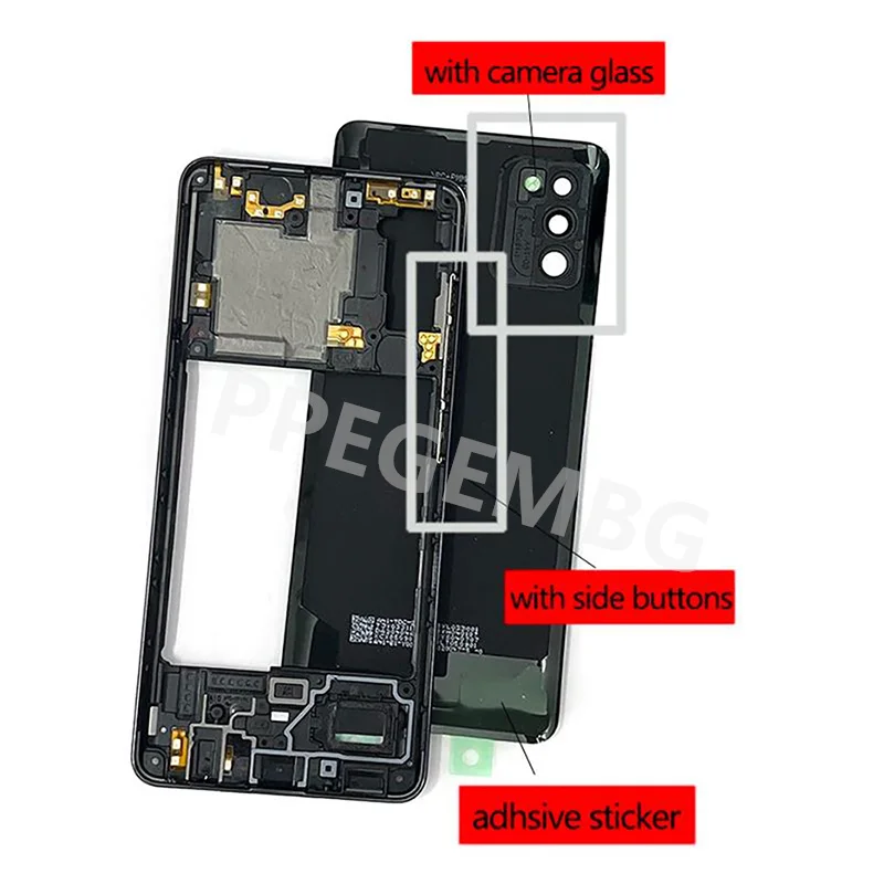 A41 For Samsung Galaxy A41 A415 Battery Case Phone Housing Chassis Middle Frame Back Cover Side Buttons Camera Lens Repair Parts