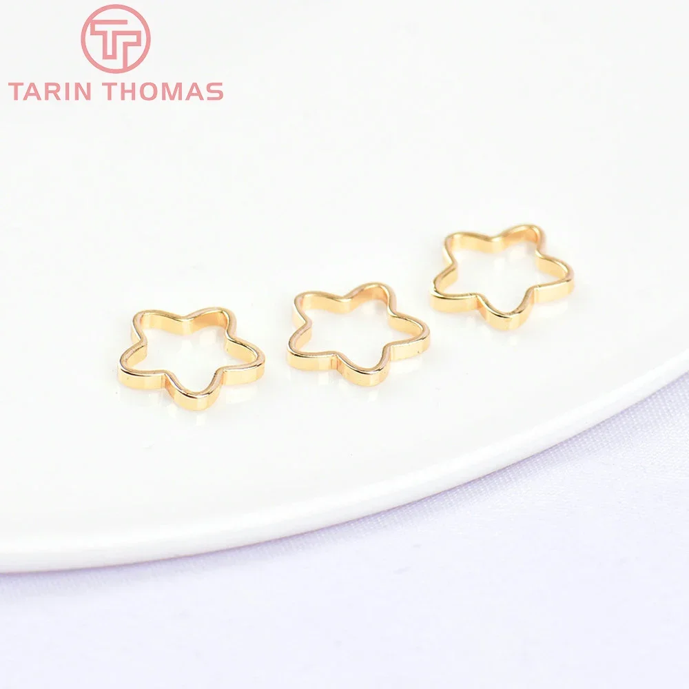 

(3583)20PCS 8MM 24K Gold Color Plated Brass Plum Flower Closed Rings High Quality Diy Jewelry Accessories