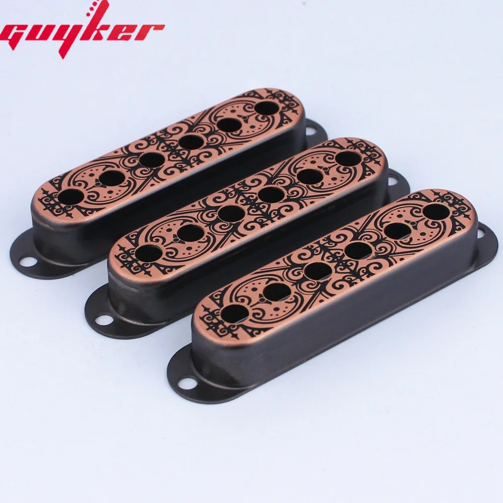 3pcs Single Coil Guitar Pickup Copper Cover Pole Spacing 52mm Window Flower Surface Available In Three Colors