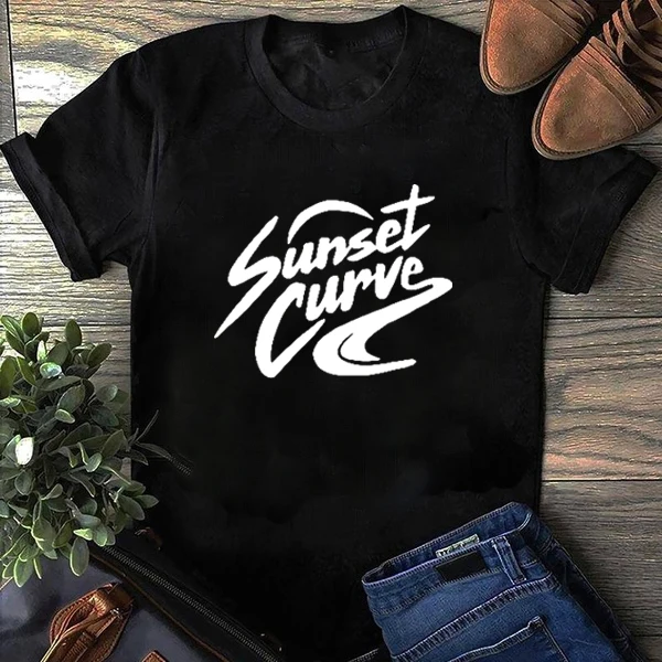 Seeyoushy Sunset Curve Summer Fashion Casual Women's Short Sleeve O-neck Top 90s Vintage Loose Women's T-shirt Y2K Aesthetic Top