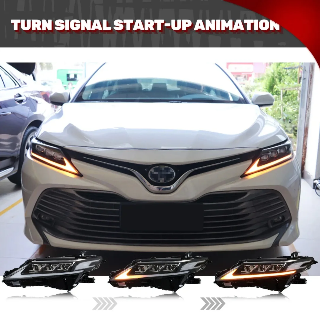 

LED Headlights for Toyota Camry 2018-2023 SE XSE LE XLE Sequential Turn Signal Animation DRL Front Lamp Custom Replacement