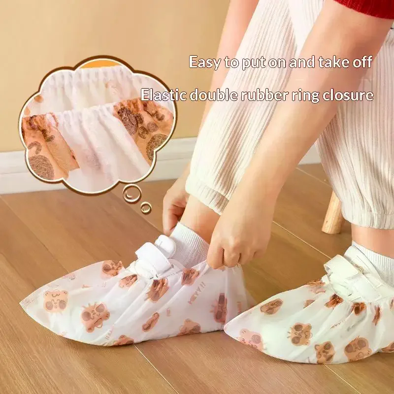 Cartoon 50 PCS Disposable Thickened Shoe Covers,Home Indoor Non-slip Anti-dirty Foot Cover, Breathable Foot Covers For Shoes