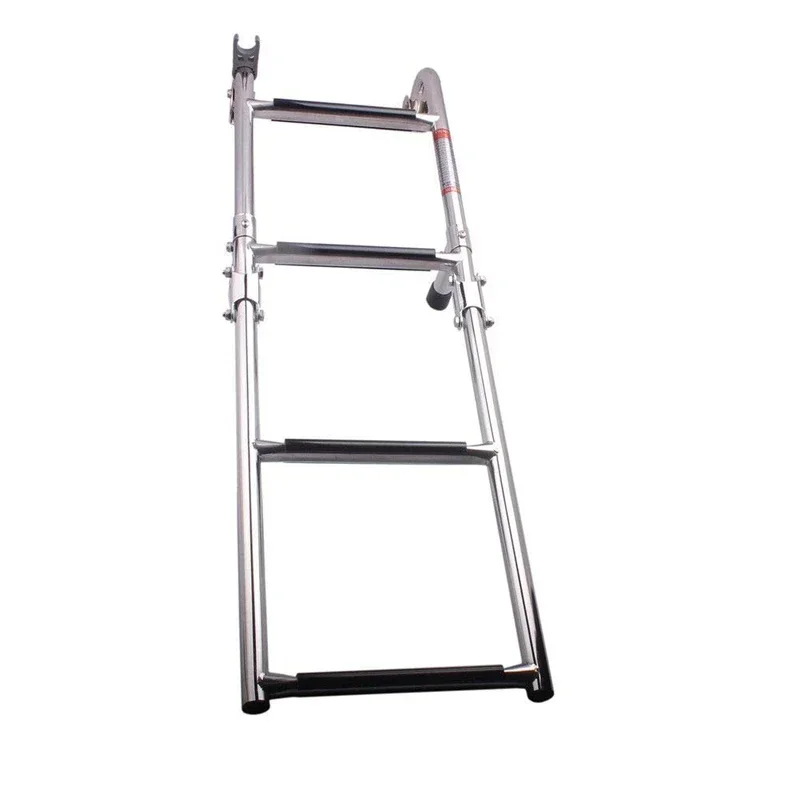 2+2 Steps Transom Mount Folding Stern Ladder Gunwale-Mounted Removable Ladder