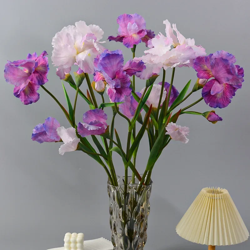 5Pcs Artificial Flowers 3head Iris Silk Flower for Home Decora Accessories Wedding Floral Party Table Bouquet Arrangement Iris