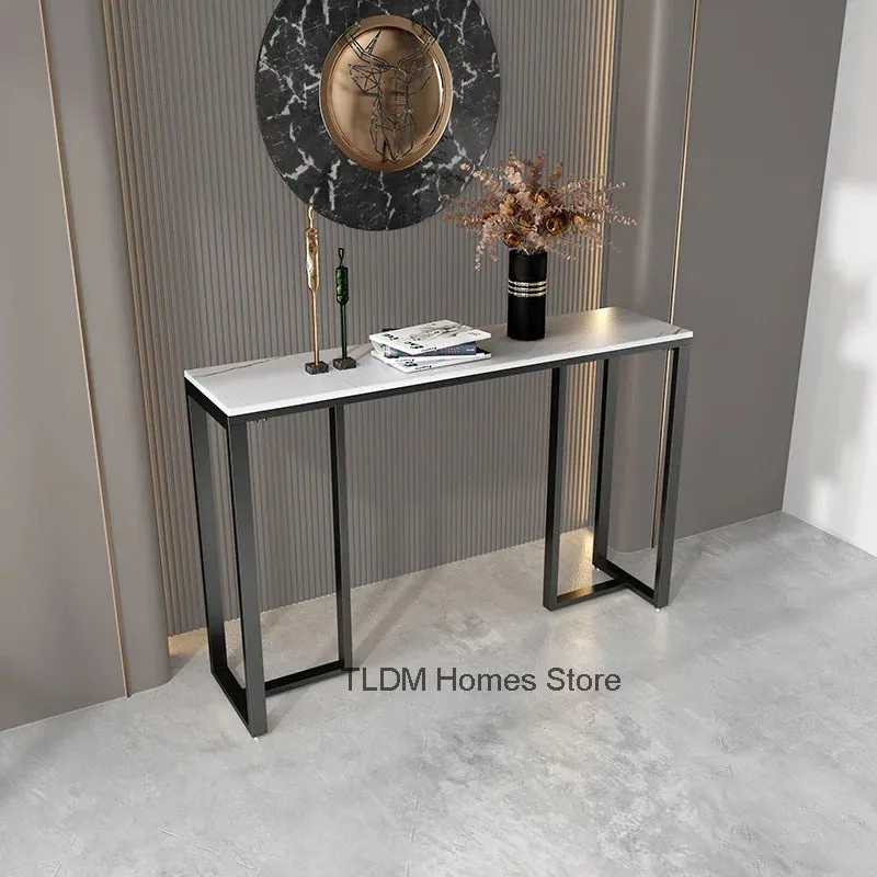 Nordic Rock Slab Console Tables for Hallway Household Entry Console Table Light Luxury Wrought Iron Hotel Corridor Hallway Table