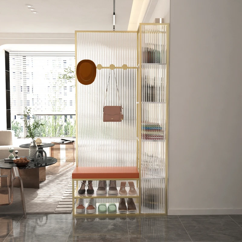 Entrance cabinet, shoe cabinet, hanger, shoe stool , light luxury, door entry, living room, blocking glass screen, simp