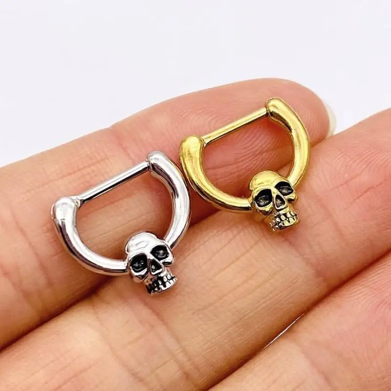 31BF Stylish Skull Nose Jewelry Sturdy Stainless Steel Nose for Fashionistas