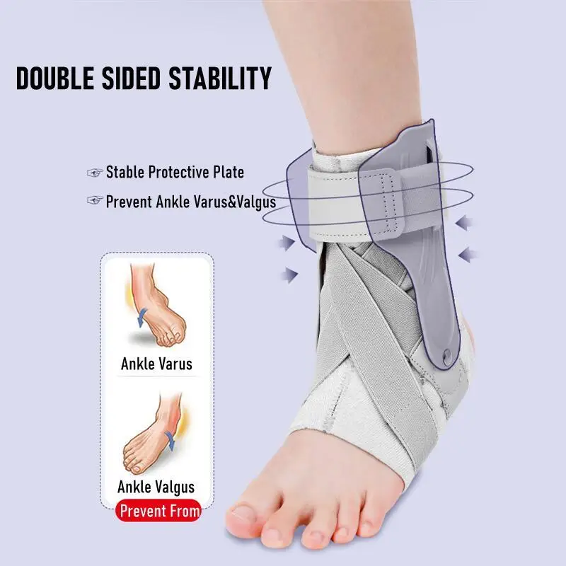 Lace Up Adjustable Ankle Support Brace Sprain Ankle Protector Strap Wrap with Side Splints Stabilizers Sports Injury Recovery