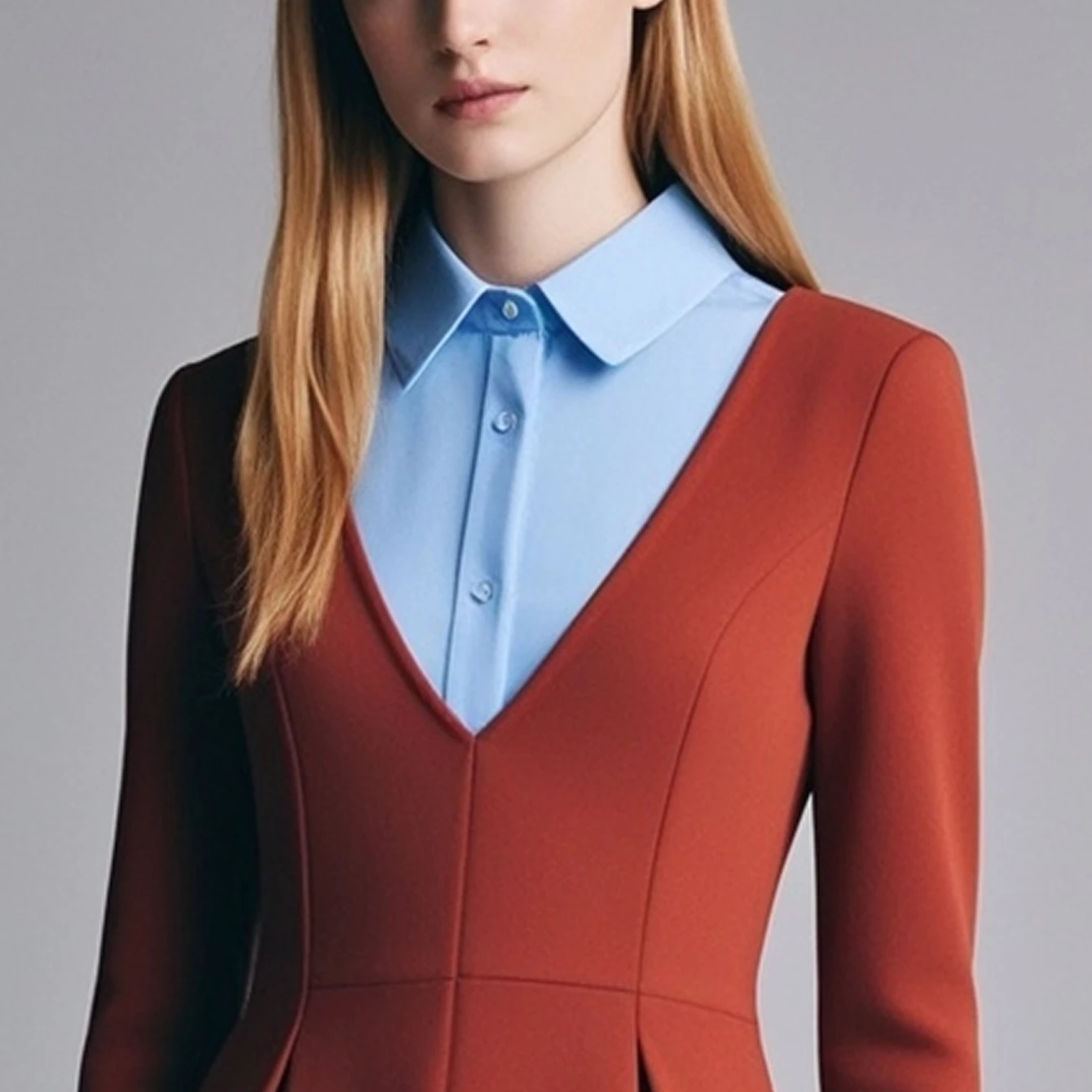 Blauer falscher Kragen für Damen, Half-Shirt-Stil, formell und vielseitig. Geeignet für Frühling, Sommer, Herbst und Winter.