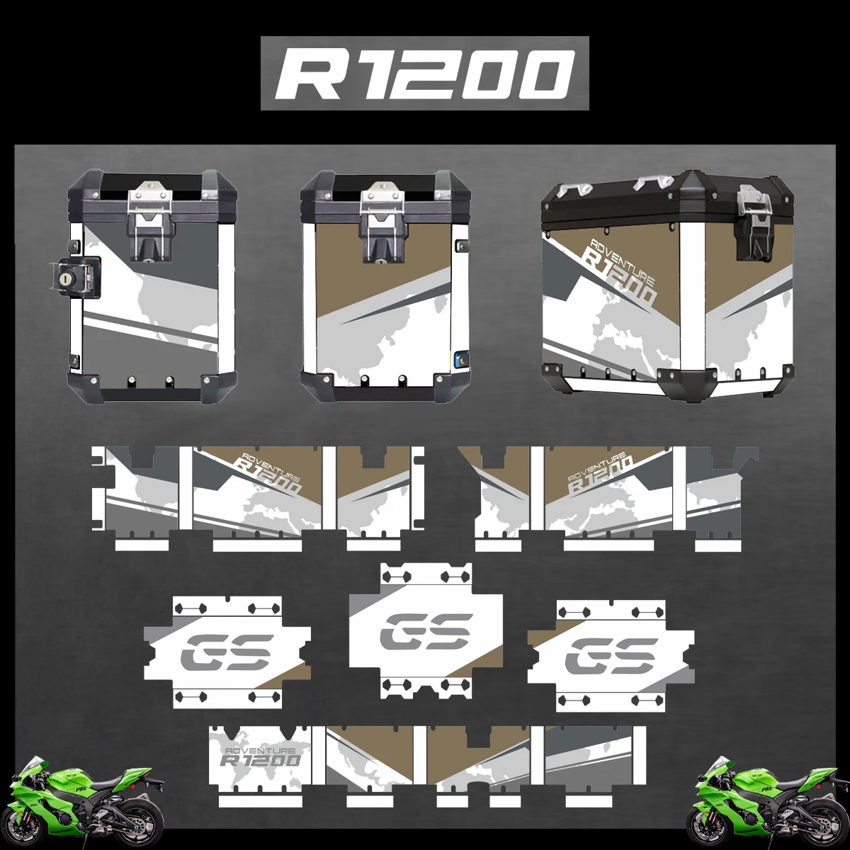 

Motorcycle Stickers For BMW R1200GS R1200 GS 2004-2023 2022 2021 ADV Decorative Alloy Box Sticker Decal Set aluminium pannier