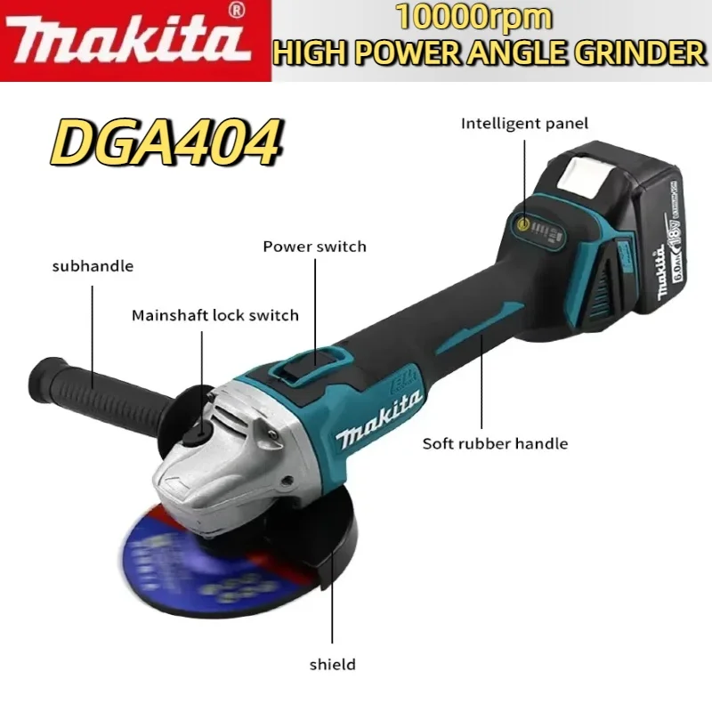 Makita dga404 moedor de ângulo elétrico de lítio sem escova 18v recarregável máquina de corte de alta potência ferramenta elétrica