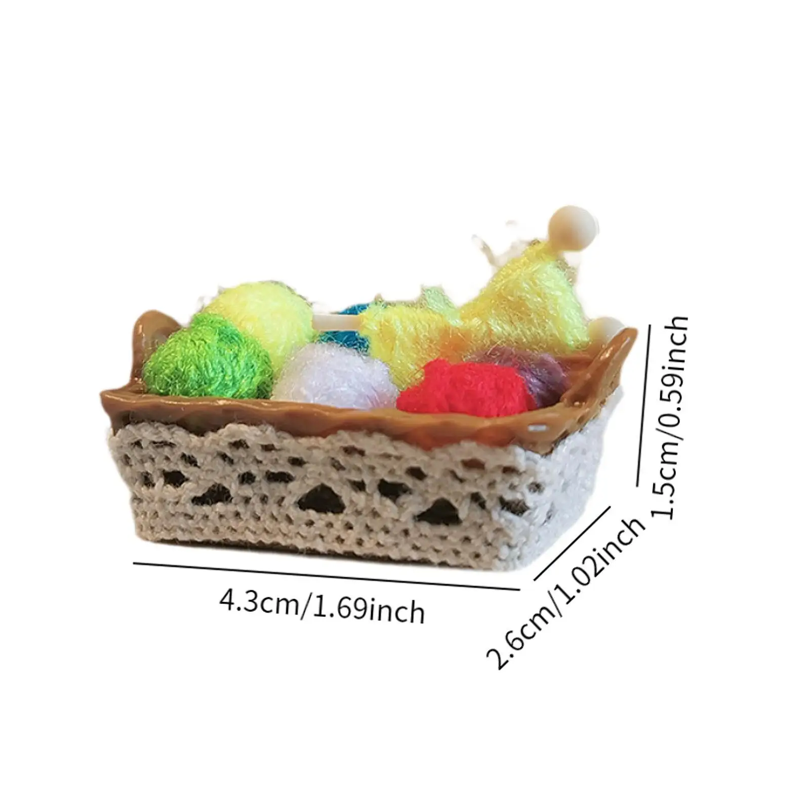 1/12 Dollhouse Woolen Yarn in Basket Furniture Life Scene Knitting Accessories Dollhouse Basket for Dollhouse Playhouse Room Box