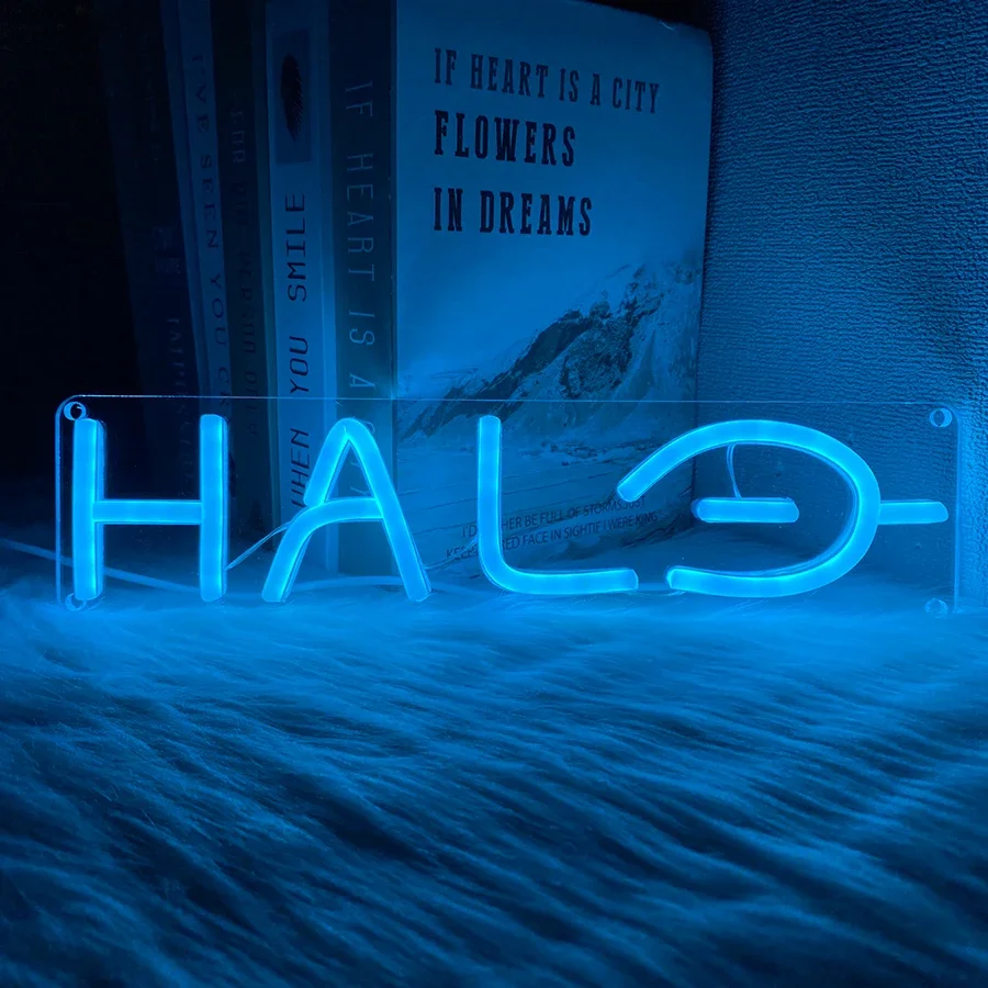 

Usb Powered With Switch, Used For Bedroom, Game Room, Club Party, Man Cave Wall Decor, Halo Neon Sign, Led Blue Letter Light