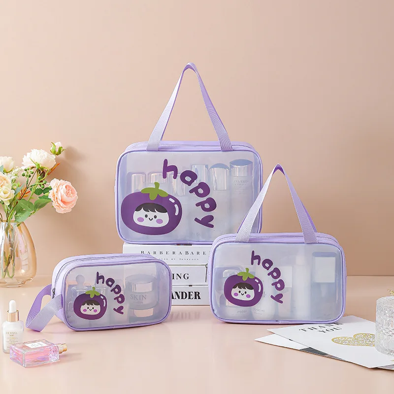 Transparent waterproof 3-piece set - travel toiletries storage set, handbag, essential for beach and swimming travel