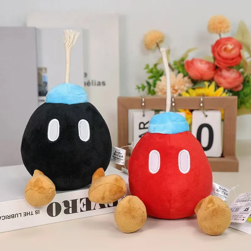 

Плюшевая игрушка-персонаж Супер Марио Боб-омб, маленький размер, классическая черно-красная ходячая фигурка с забавным лицом, мягкая плюшевая кукла для Га