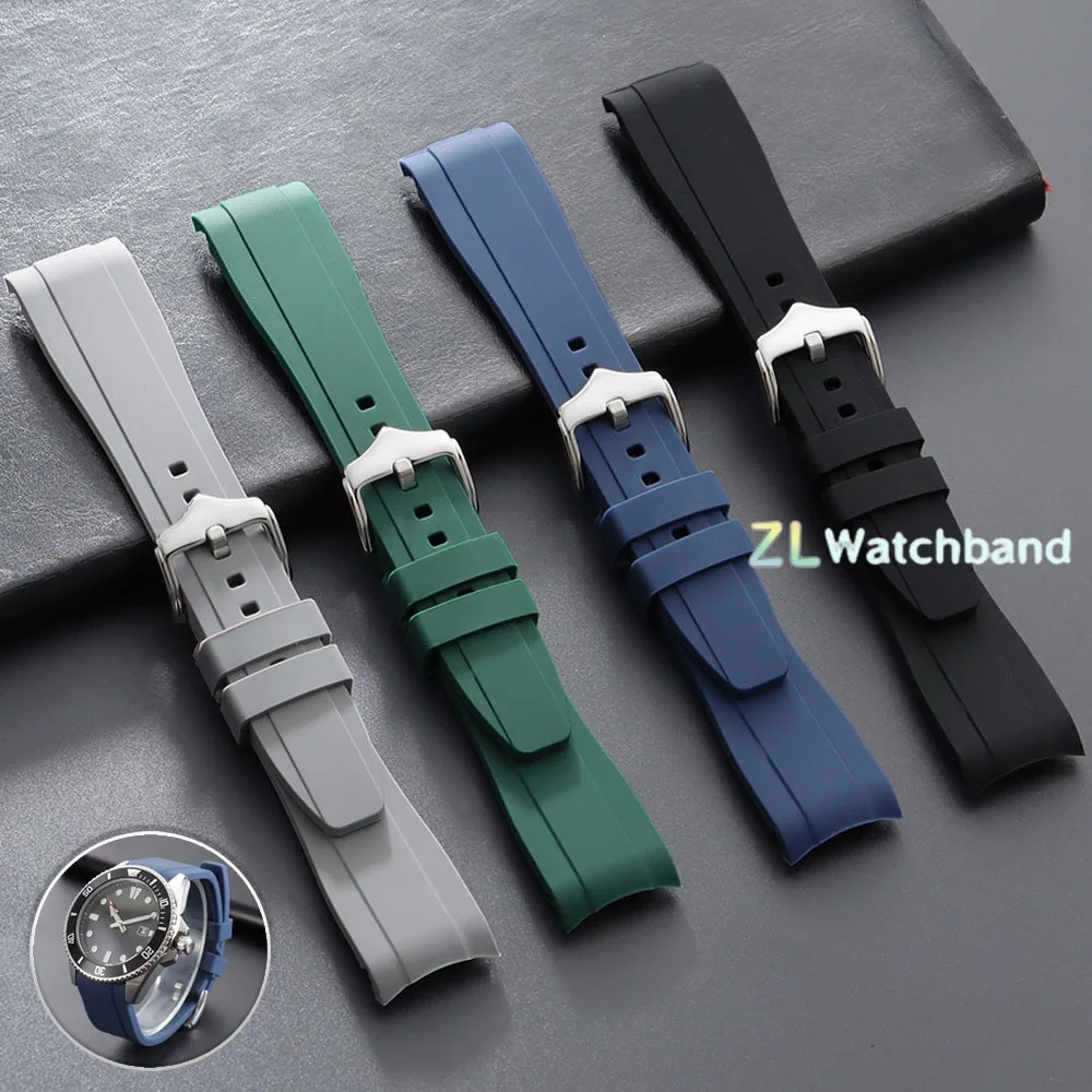 Correa de goma de 20mm y 22mm para reloj Rolex, Swatch, universal, para hombre y mujer, con extremo curvado, correa de silicona para reloj Citizen Sport, resistente al agua