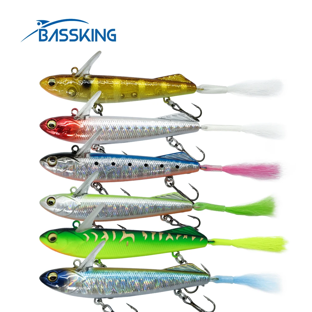 BASSKING Floating Pencil Lure 68mm 5g Jointed Swimbait Wobbler Artificial Hard Baits with Sharp Hooks Feather Tail Trout Tackle