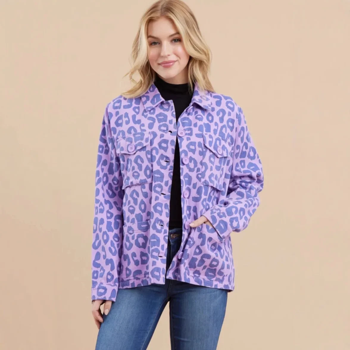 الخريف والشتاء أزياء عادية جديدة مطبوعة قميص جيب فضفاض بأكمام طويلة