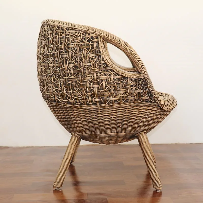 Rattan chair three-piece balcony small table and chair single back chair courtyard small coffee table casual rattan woven tea