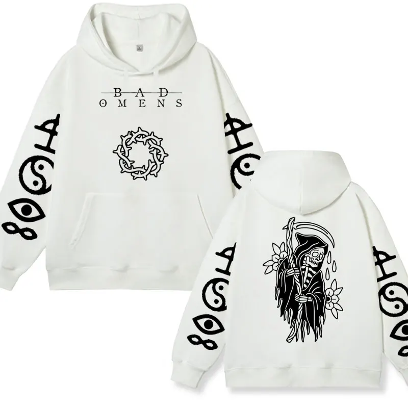 Bundle Bad Omens Tour Graphic Print Hoodie Men Women Fashion Casual Fleece Pullover Retro Gothic Oversized Hooded Sweatshirts