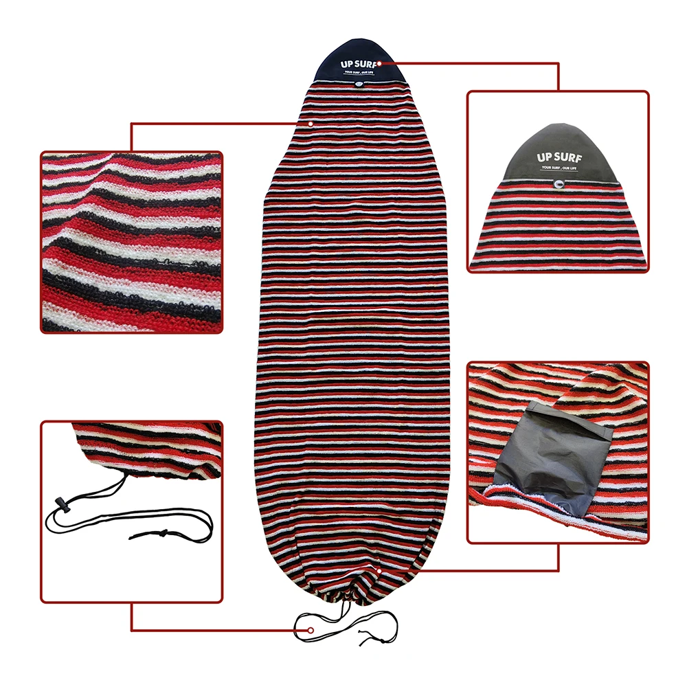 UP SURF surf sock 5.11ft/6.1ft/6.4ft/7.0ft/7.6ft Surfboard Bags Protective Surfboard Bag Short Board Cover Sock Striped Pattern