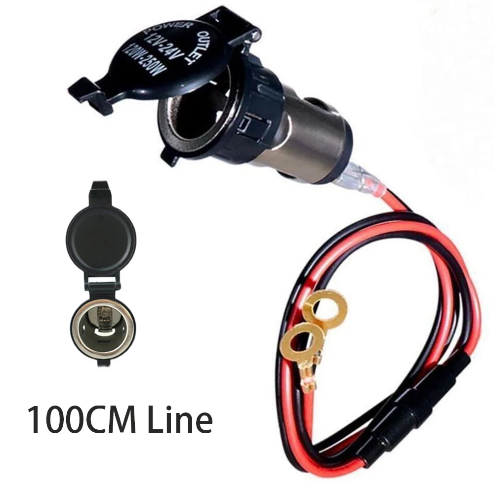 12V-24V 120W 10A  Car Cigarette Lighter Female Socket Power Plug with Waterproof Cover Case DC Charger Socket Outlet For Car DVR