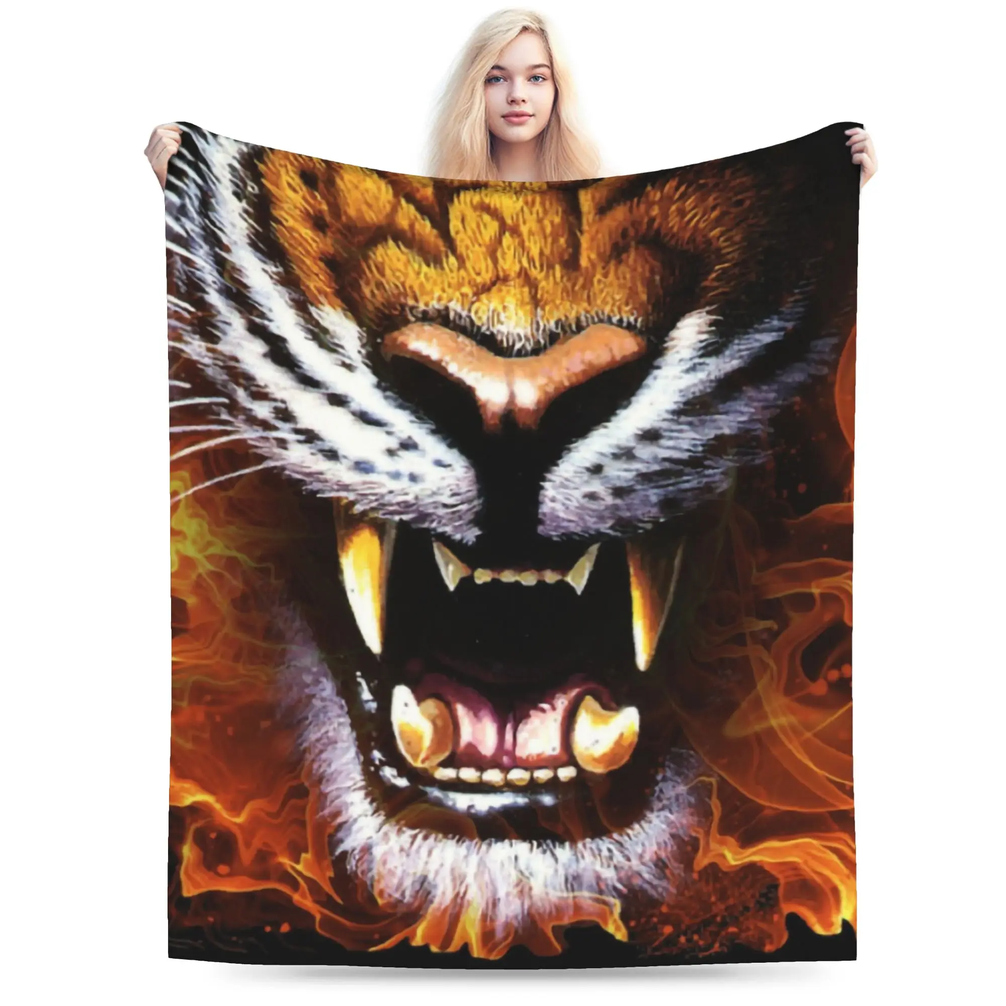 Custom Tiger Muay Thai For Life Blanket Warm Fleece Soft Flannel Thailand Boxing Fight Throw Blankets for Bedroom Couch Travel