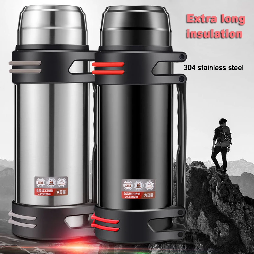 Large Capacity Thermal Hot Cold Insulation Coffee Water Thermos Bottle Insulating Kettle Stainless Steel Vaccum Flask Drink Pots