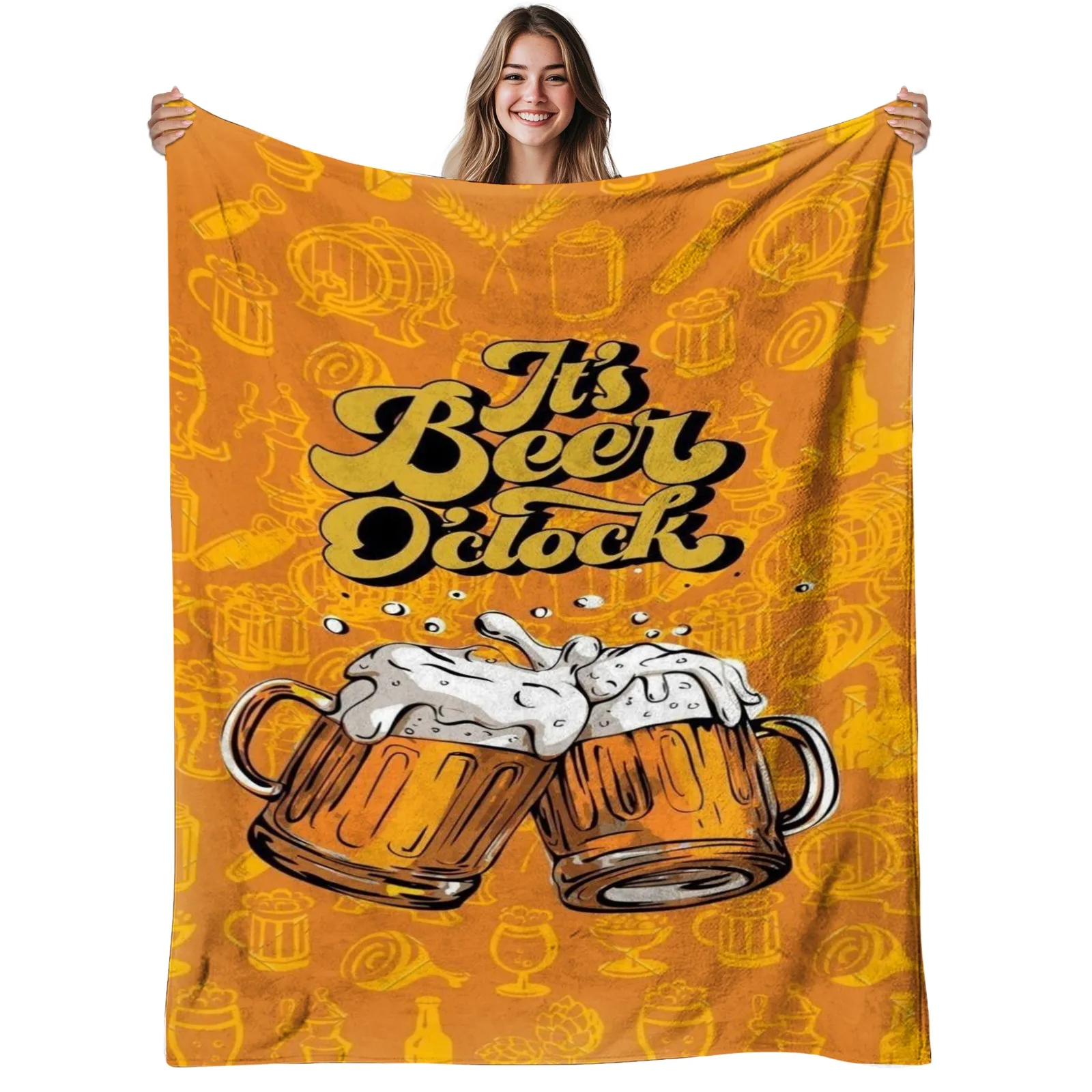 Cozy Beer OClock Flannel Blanket for Beer Lovers