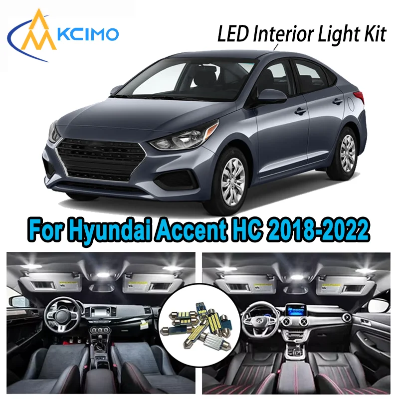Dual Color Variant LED Interior Kit for Hyundai Accent HC 2018-2022 2019 Dome Map Trunk Lamps Error Free Automotive Lighting