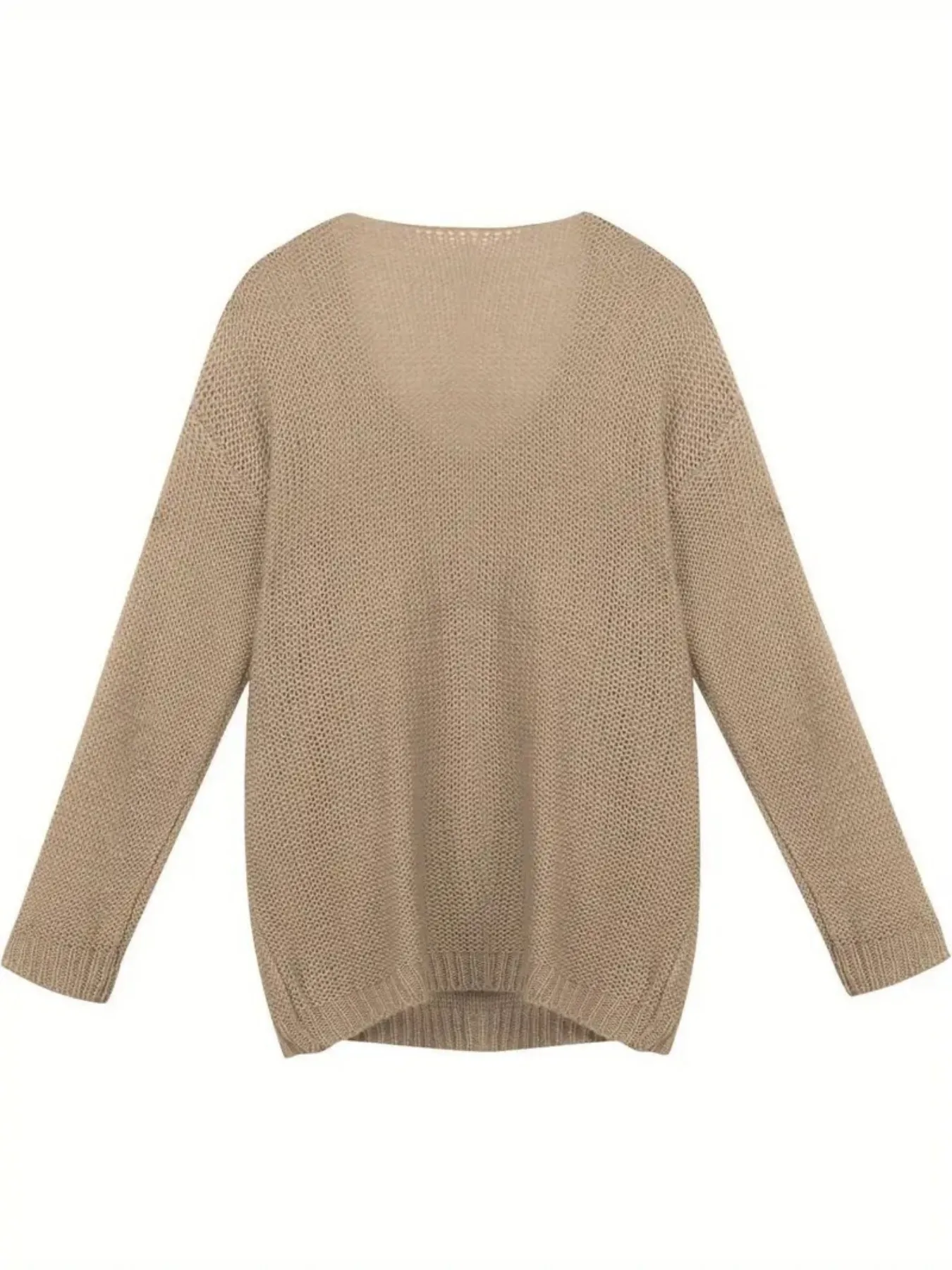 بلوفر فضفاض برقبة على شكل حرف V للسيدات، سترة علوية بأكمام طويلة بلون سادة، أزرار أمامية محبوكة كاجوال #3